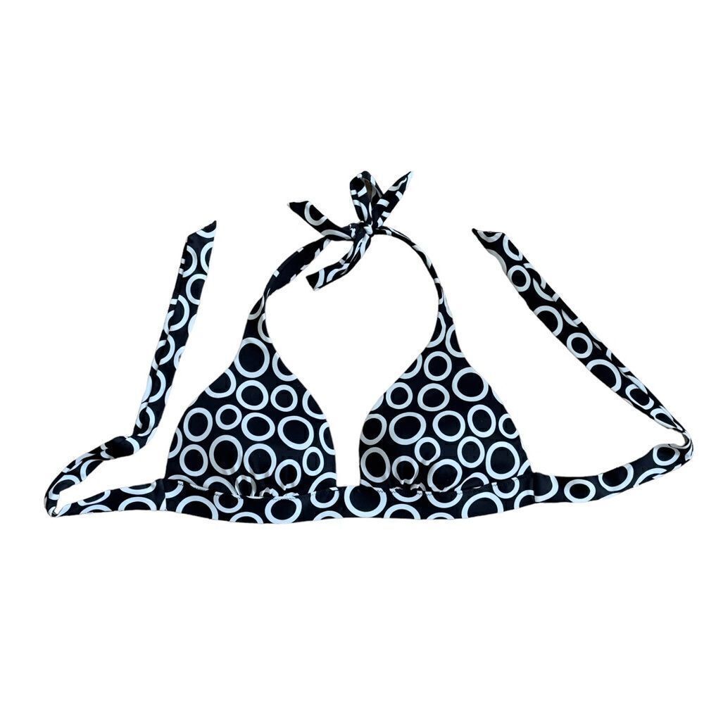 Victoria’s Secret Black & White Circle Triangle Bikini Top LARGE